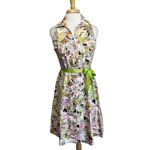 Sag Harbor Womens Dress 8 Retro Italian Cafe Sleeveless A-Line Vacation